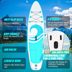 DailySale 10’6” x 32”x 6” Paddle Board for Adults with Premium SUP Accessories and Backpack