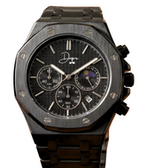 Dapper Watches Men's All Black Stainless Steel ChronoLunar Watch - 30m