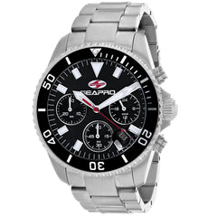 Seapro Men's Scuba 200 Chrono - Black Dial/Bezel, Silver Case/Bracelet - 200m