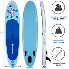 10 Foot Inflatable Stand Up Paddle Board with Adjustable Paddle, Pump