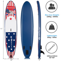 11 Foot Inflatable Stand Up Paddle Board with 3 Fins