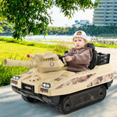 12V Kids Ride On Tank with Rotatable Turret and 8 Missiles for Ages 37-95 Months Old - Khaki