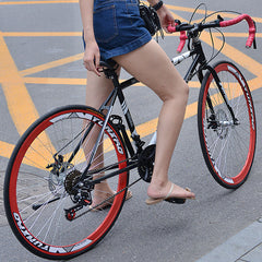 24 Speed Road Race Bicycle with Solid Tires and Double Disc Brakes