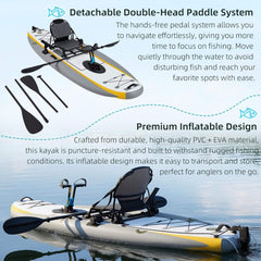 Portable 12 Foot Lightweight Inflatable PVC Fishing Kayak with Pedal System