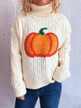 Women's Pumpkin Turtleneck Long Sleeve Sweater AUTUMN