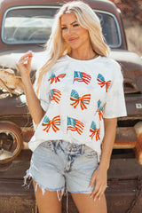 Women's Patriotic Flag/Bow T-Shirt