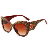 Women's Leopard Print Trendy Big Frame Cat-Eye Sunglasses