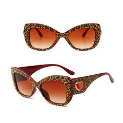 Women's Leopard Print Trendy Big Frame Cat-Eye Sunglasses