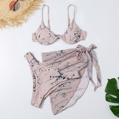 Women's Leopard Print Three Piece Bikini Set