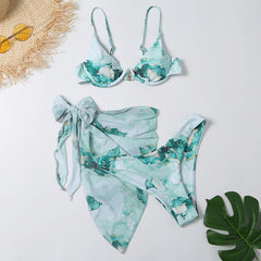 Women's Leopard Print Three Piece Bikini Set