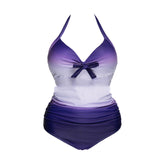 Women's Plus Size Boho Ombre One-piece Swimsuit with Bow-Tie Decoration