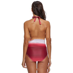 Women's Plus Size Boho Ombre One-piece Swimsuit with Bow-Tie Decoration