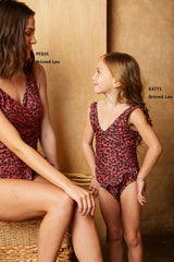 Women's One-Piece Swimsuit - Brick Red Leopard