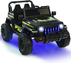 GBruno Store 12V Kids Ride-on Jeep Car with 2.4 G Remote Control - Black & Green