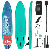 11 Foot Inflatable Stand Up Paddle Board with Backpack, Leash, Aluminum Paddle