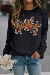 HALLOWEEN Women's 'Spooky' Rhinestone Drop Shoulder Graphic Sweatshirt