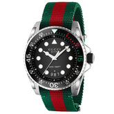 Gucci Men's Dive - Black Dial, Red/Green Canvas Strap - 200m