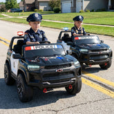 24V Kids 2-Seater Ride On 4WD Police Car with Megaphone and LED Flashing Lights - Black