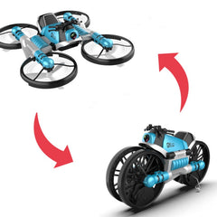 Baby Joy WiFi FPV RC Drone Motorcycle 2 in 1 Foldable Helicopter Camera 0.3MP Altitude Hold RC Quadcopter Motorcycle Drone 2 in 1 Drone
