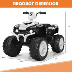 GBruno Store 12V Kids Ride on ATV with LED Lights and Treaded Tires and LED lights - White