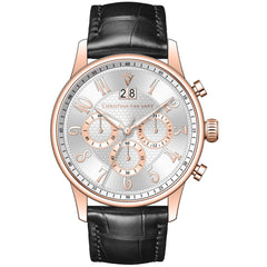 Christian Van Sant Men's Heritage - Silver Dial, Black Strap - 50m