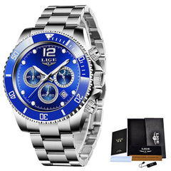 Men's Chronograph Watch with Stainless Steel Case/Bracelet - 30m