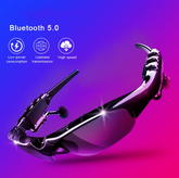 Unisex Midnight Black Titan Bluetooth 5.0 Sports Sunglasses with Wireless Mic & Open-Ear Audio