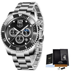 Men's Chronograph Watch with Stainless Steel Case/Bracelet - 30m