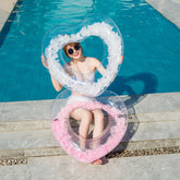 Inflatable Heart Swimming Ring with Flower Filling