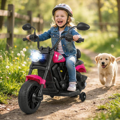 6V Kids Motorcycle with Headlight, Music, and Training Wheels