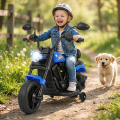 6V Kids Motorcycle with Headlight, Music, and Training Wheels