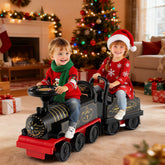 6V Kids Ride On 2-Seater Train with Carriage and Flashing LED Lights