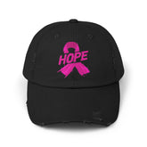 Unisex 'Hope' Cancer Awareness Distressed Cap