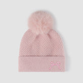 Women's Thermal Bow Knit Hat with Pompom