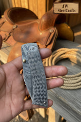 Forgehammer Folder Knife 8" - Handmade, All-Steel Damascus, Liner Lock