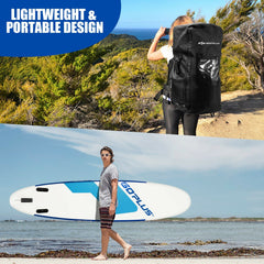 10 Foot Inflatable Stand Up Paddle Board, 6 Inches Thick with Backpack, Leash, Aluminum Paddle