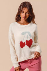 Women's Heart Cherry Knitted Sweater