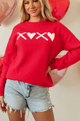 Women's 'XOXO' Round Neck Drop Shoulder Sweatshirt
