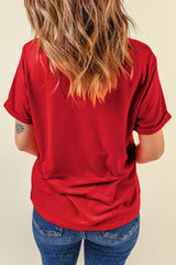 Women's Patriotic Balloon Puppy Sequin Graphic Crewneck T-Shirt - Size M