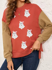 HALLOWEEN Women's Glitter Ghost Patched Sweatshirt