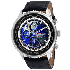 Seapro Men's Meridian World Timer GMT - Blue Dial, Black Strap, Silver Case - 100m