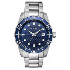 Bulova Men's Classic - Blue Dial, Silver Bracelet - 100m