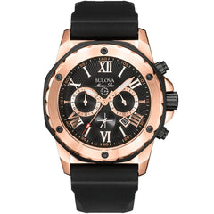 Bulova Men's Marine Star - Black Dial/Strap, Rose Gold Case - 100m