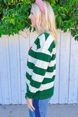 Women's Striped 'holly jolly' Letter Embroidered Pullover Sweatshirt CHRISTMAS