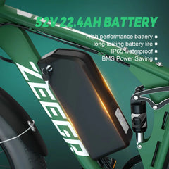 Zeegr S1 2000W Dual Motor AWD Fat Tire E-Bike, 52V, 60-Mile Range