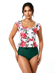 Women's Two-Piece Tankini Swimsuit - Peony White