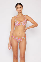 Women's Two-Piece Bikini Swimsuit - Small Flower Pink
