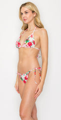 Women's Two-Piece Bikini Swimsuit - Flower Bouquet White