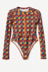 Women's 'Voyager' Zip-Front Long Sleeve Body Suit/Rash Guard One-Piece Swimsuit