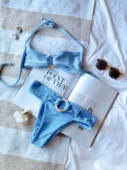 Women's Textured High Leg Bikini Bottom